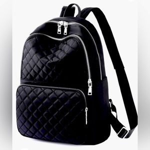 Fashion quilted black backpack